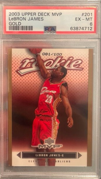 2003 LeBRON JAMES UPPER DECK MVP GOLD /100 PSA 6