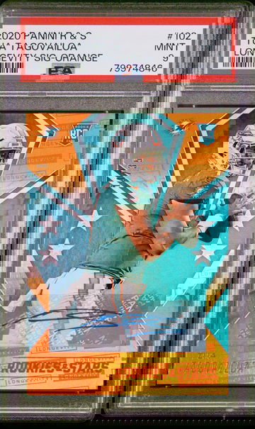 2020 PANINI ROOKIES & STARS 102 TUA TAGOVAILOA LONGEVITY SIGNATURE-ORANGE ROOKIE RC 14/35 PSA 9