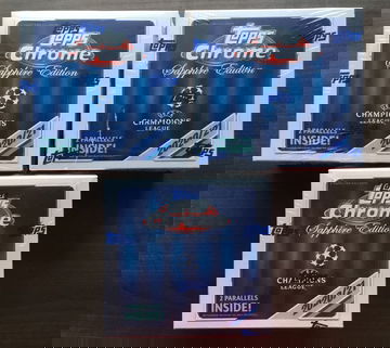 Lot of (3) 2020-21 Topps Chrome UEFA Champions League Sapphire Edition Hobby Box