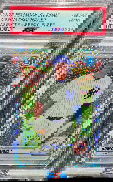 Jasson Dominguez 2020 Bowman Chrome SPECKLE Refractor /299 PSA 9 Rookie Card 