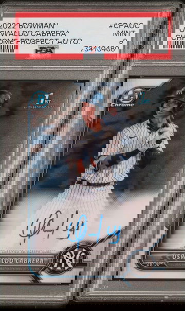 2022 OSWALDO CABRERA 1st Bowman Chrome Prospects Autograph #CPA-OC PSA 9 MINT