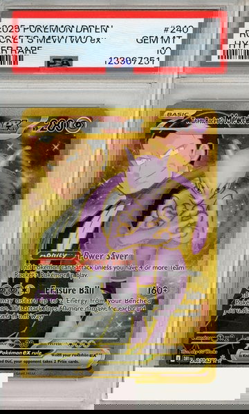 2025 POKEMON DRI EN-DESTINED RIVALS ROCKETS MEWTWO EX #240 HYPER RARE PSA 10