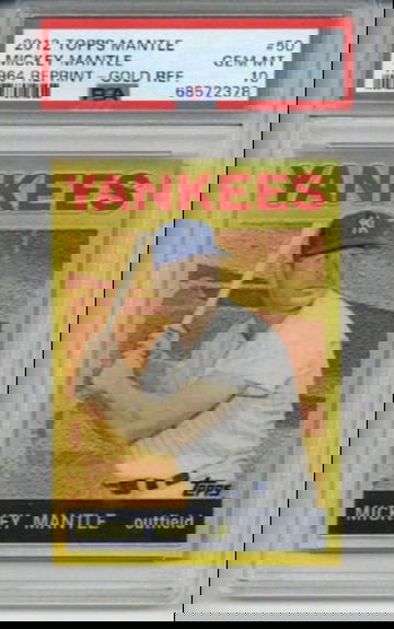 2012 TOPPS MICKEY MANTLE 1964 REPRINT GOLD REFRACTOR #50 YANKEES PSA 10 LOW POP