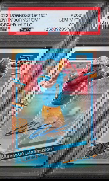 2023 Donruss Optic Rookie Autographs Holo Quentin Johnston #265 /150 PSA 10