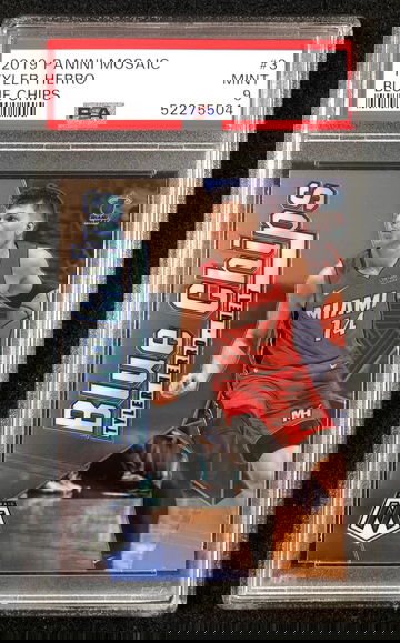 Tyler Herro 2019-20 Panini Mosaic Blue Chips RC #3 Rookie PSA 9