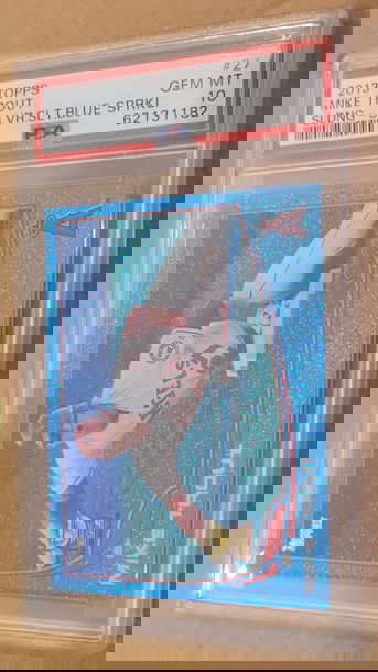 2013 Topps Mike Trout Sliding Silver Slate Blue Sparkle Psa 10 PoP 9 #27