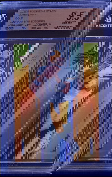 2005 Leaf Rookies and Stars Longevity Gold Aaron Rodgers Rookie #201 #d /99 BGS 9.5 Gem Mint RC