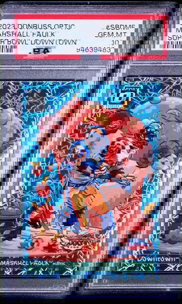 2023 Marshall Faulk Panini Donruss Optic Downtown Prizm Lazer Super Bowl PSA 10 #SBD-MF SB Laser