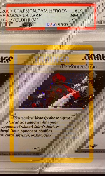 2000 Pokémon Gym Heroes The Rocket’s Trap Holo #19 1st Edition  PSA 7 Near Mint M