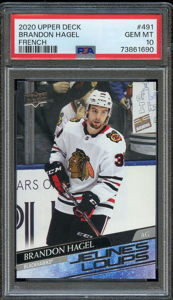 2020-21 Upper Deck Brandon Hagel French Jeunes Loups Young Guns PSA 10