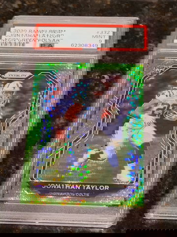 2020 Jonathan Taylor Panini Prizm Neon Green Pulsar Rookie RC #332 PSA 9 MNT