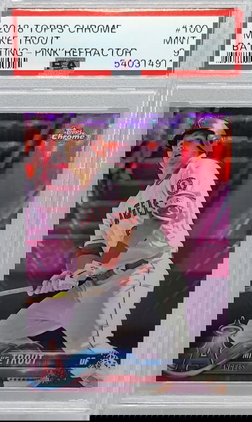 2018 Topps Chrome #100 Mike Trout Pink Refractor PSA 9