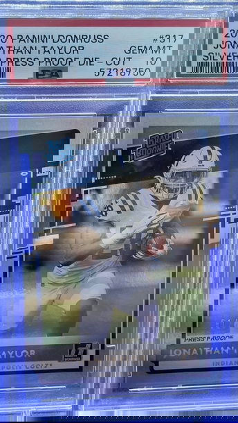 2020 Panini Donruss Silver Press Proof Die Cut Jonathan Taylor /75 PSA 10 GEM MT