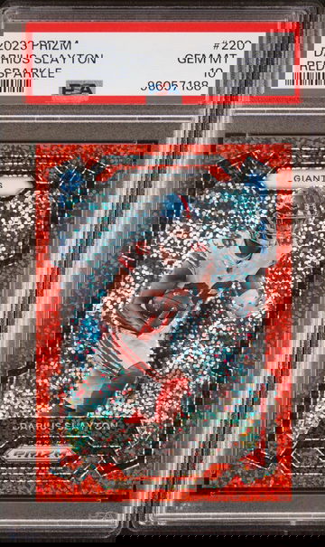 2023 Panini Prizm Red Sparkle Darius Slayton #220 PSA 10