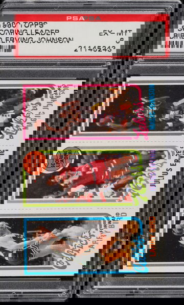 1980 Topps Magic Johnson Rookie Card RC Larry Bird Julius Erving PSA 6 EX-MT