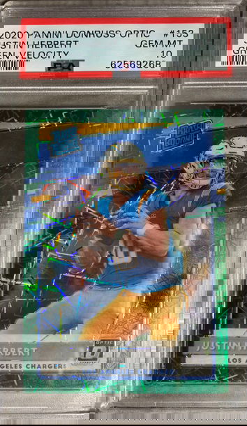 2020 Panini Donruss Optic Green Velocity Justin Herbert #153 PSA 10 Gem Mint