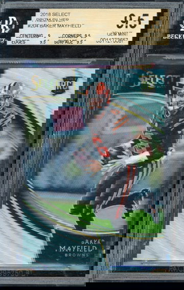 Baker Mayfield 2018 BGS 9.5 2018 Panini Select FIeld Level Silver Rookie #204