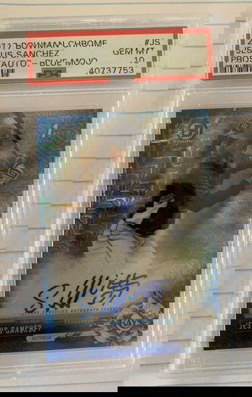 2017 bowman Jesus Sanchez mojo refractor auto psa 10