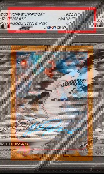 2022 Topps Chrome Alek Thomas Rookie Gold Wave Autograph #/50 #RAAT PSA 8 [BL-3B.6]