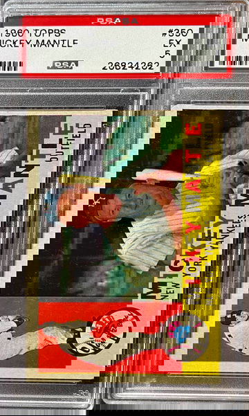 1960 Topps Mickey Mantle #350 PSA 5 EX Vivid Color Sharp Corners Clean Slab