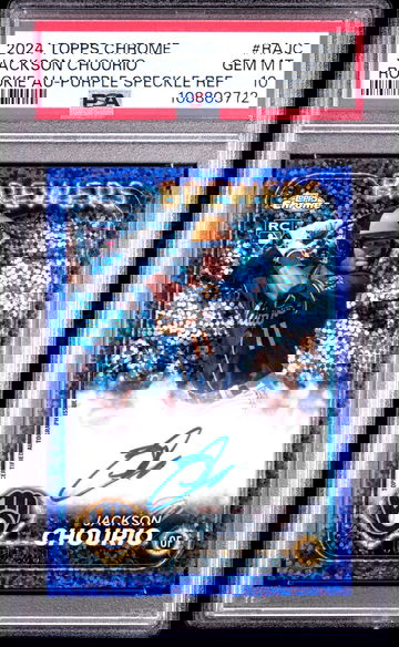2024 Topps Chrome Purple Speckle Ref Jackson Chourio #RA-JC RC Auto /299 PSA 10