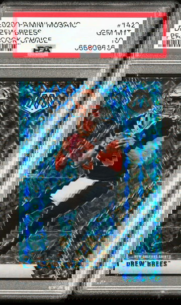 2020 Panini Mosaic Choice Peacock Mosaic Drew Brees #142 PSA 10