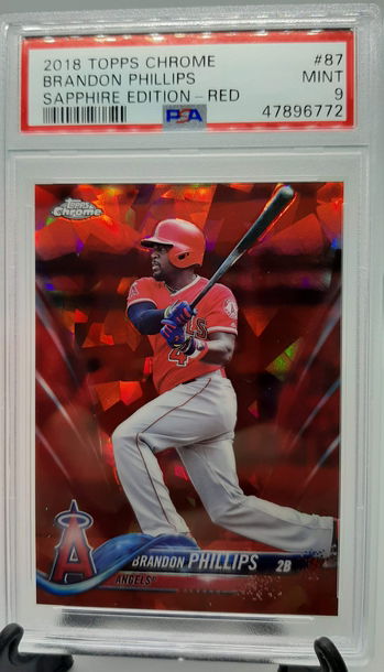 2018 Topps Chrome Sapphire Red Brandon Phillips 3/10 PSA 9