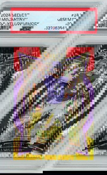 JJ MCCARTHY 2024 Panini Select Red & Yellow Shock Rc #24 PSA 10