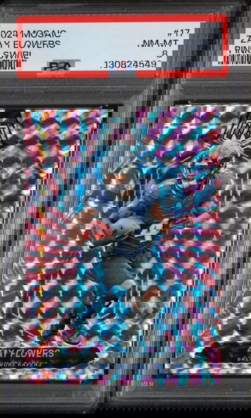 2024 Panini Mosaic Pink Swirl Zay Flowers #17 /13 PSA 8