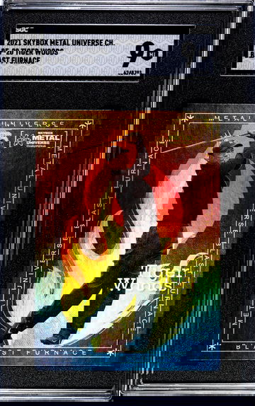 2021 Skybox Metal Universe Champions Blast Furnace #BF-20 Tiger Woods SGC 9
