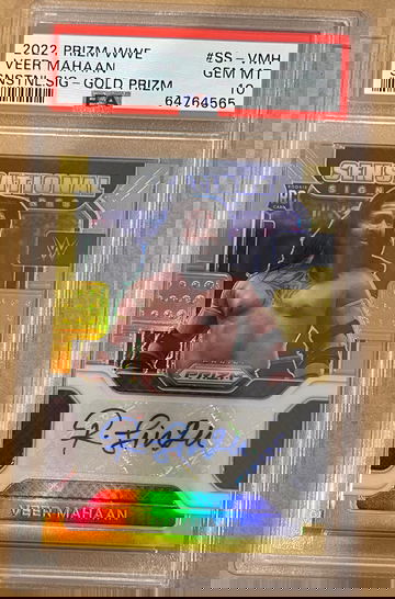 2022 Panini Prizm WWE Gold Prizm Rookie Auto Veer Mahaan /10  Auto PSA 10 Gem MT