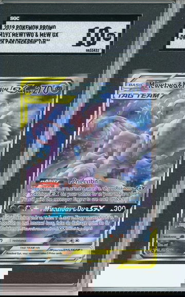 2019 POKEMON PROMO MEWTWO MEW GX #SM191 POWER PARTNERSHIP TIN SGC 10