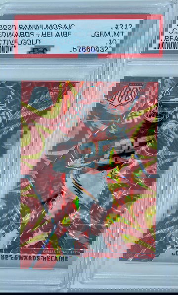 2020 Panini Mosaic Clyde Edwards-Helaire Reactive Gold #212 Gem Mint PSA 10