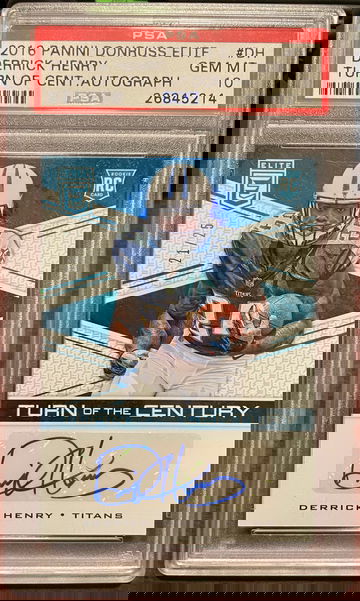 2016 Panini Donruss Elite Derrick Henry Auto /25 PSA 10 Turn of the Century Autograph Rookie