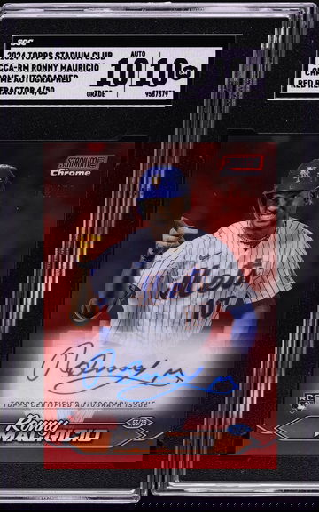 2024 Stadium Club Chrome Red Refractor Ronny Mauricio ROOKIE AUTO /50 SGC 10