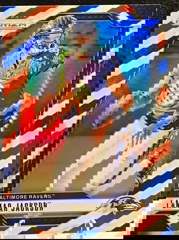 2024 Panini Prizm Lamar Jackson Red White and Blue #19