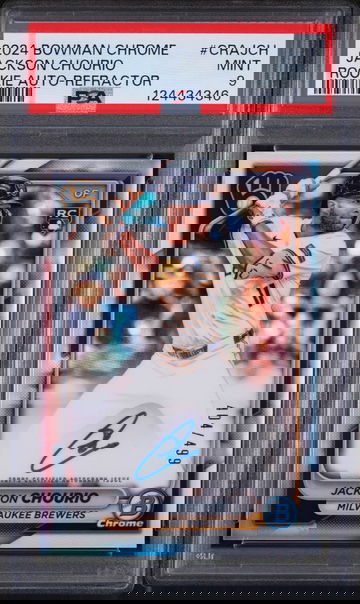 2024 Bowman Chrome Chrome Rookie Autographs Rookie Auto-Refractor Jackson Chourio #CRAJCH /499 PSA 9