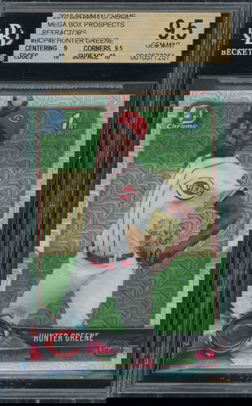 2018 BOWMAN CHROME MEGA BOX PROSPECTS HUNTER GREEN CINCINNATI REDS REFRACTORS BECKETT BGS 9.5 GEM MINT