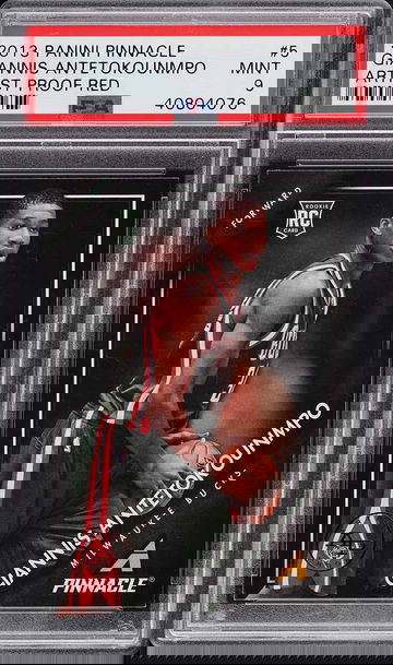 2013 PANINI PINNACLE ARTIST PROOF RED GIANNIS ANTETOKOUNMPO ROOKIE RC #5 PSA 9 (Pop: 4, 2 higher)