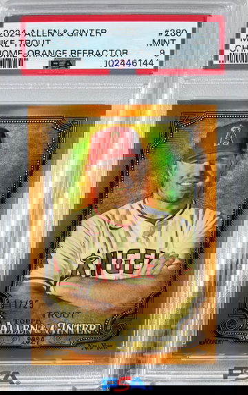 2024 Topps Allen & Ginter Mike Trout #280 Chrome Orange Refractor /25 PSA 9