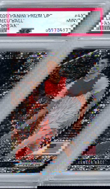 2020 Panini Prizm Draft Picks Fast Break Prizm LaMelo Ball #43 *PSA 9* Charlotte Hornets