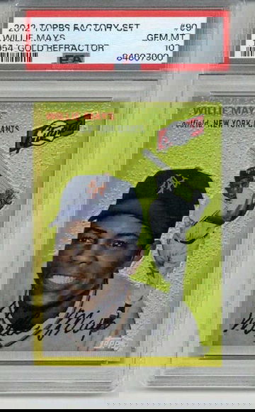 2012 TOPPS FACTORY SET 1954 GOLD REFRACTOR WILLIE MAYS CARD PSA 10 LOW POP RARE