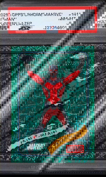 2025 Topps Chrome Marvel Hulk Green Lazer Ant Man #141 /99 PSA 8