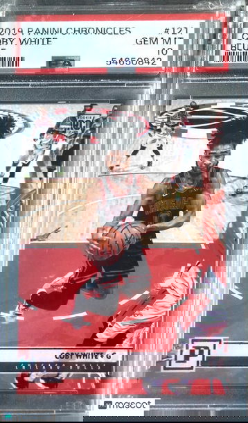 2019 Panini Chronicles #121 COBY WHITE Blue Parallel SP #32/99 Chicago Bulls