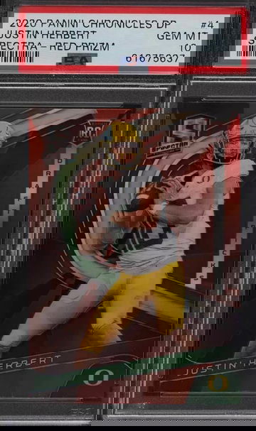 2020 panini chronicles draft picks spectra red 4 justin herbert psa 10