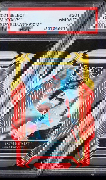 2021 Select Prizm Red and Yellow Die Cut Tom Brady #201 PSA 8