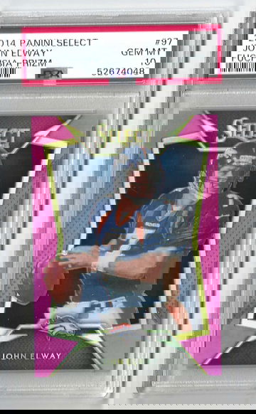 2014 Panini Select Fuchsia Prizm John Elway 121/199 PSA 10