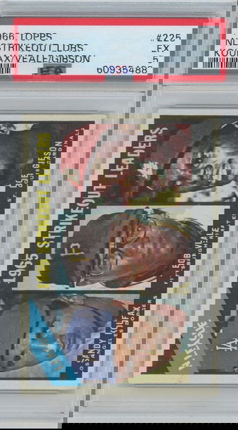 1966 Topps #225 Koufax/Veale/Gibson PSA 5 EX NL Strikeout Leaders