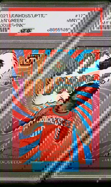 2021 Jalen Green /25 Donruss Optic Pink Prizm My House 17 Rookie RC PSA 9