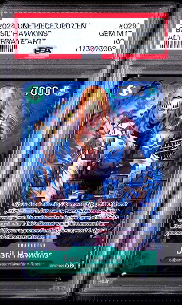 2024 Bandai One Piece OP07 Alternate Art Basil Hawkins #029 PSA 10